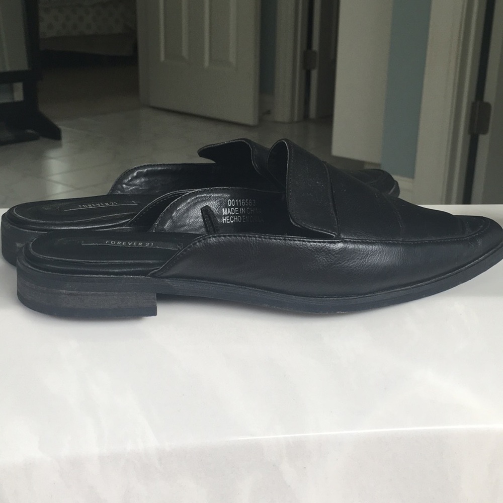 Forever 21 Black Mule Loafers